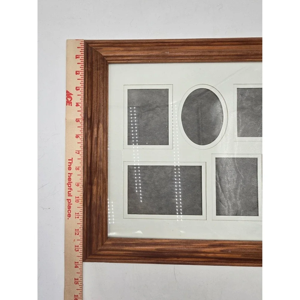 Wooden Multi Photo Collage Frame Brown 6 Opening 12x15 Beveled Wall Decor